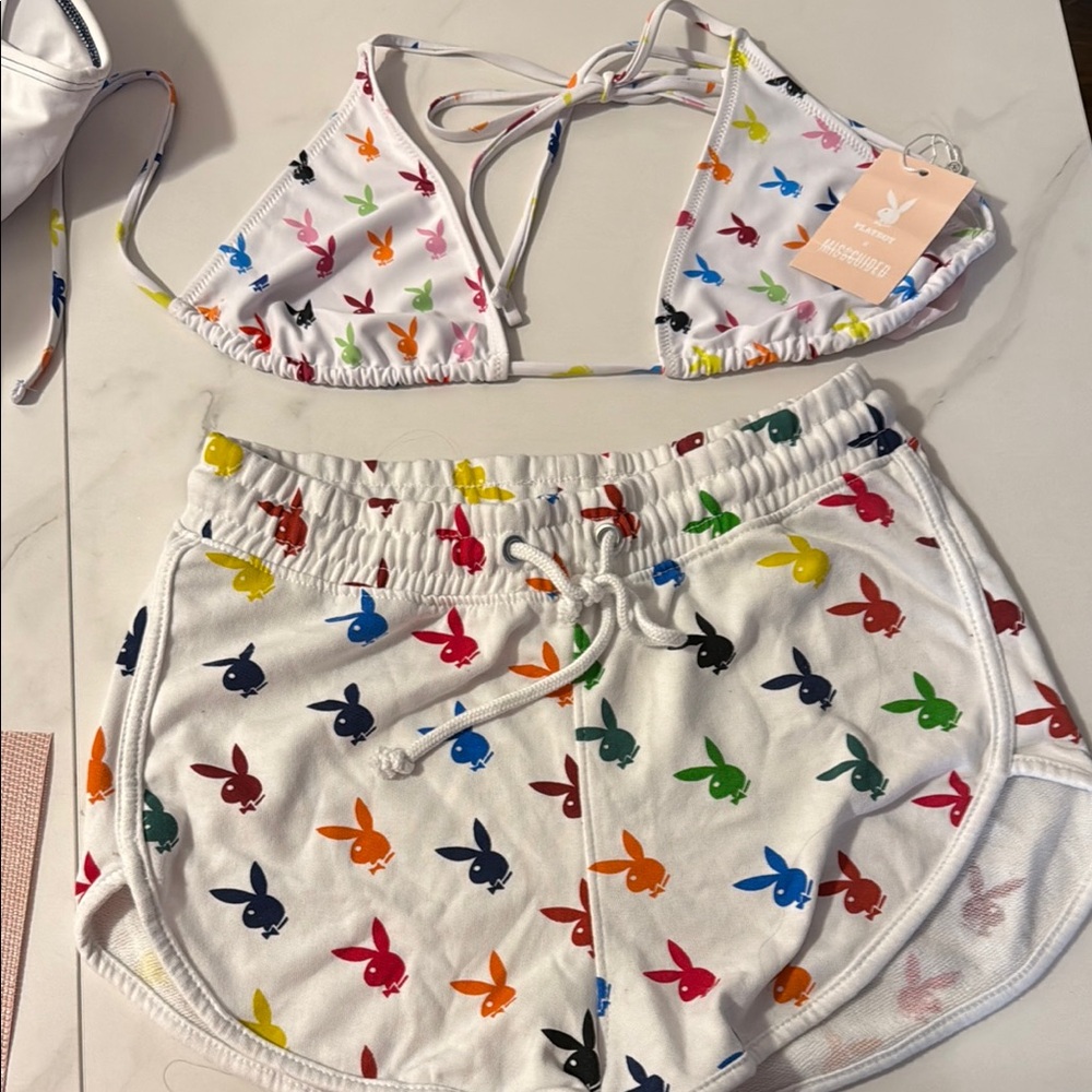 Colorful Bunny Print Bikini Set
